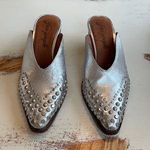 Barely worn Free People Studded western mules